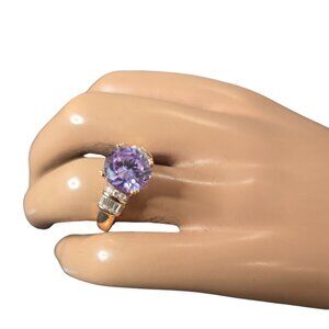 Vintage SW Women's Sterling Silver, Rose Gold Plated Purple CZ Engagement Ring 9